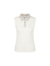 Load image into Gallery viewer, MarcCain Ribbed Top with Chain Logo Print in Off-White