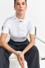 Load image into Gallery viewer, Rich & Royal T-Shirt with Ruffled Collar in White