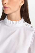 Load image into Gallery viewer, Rich & Royal White Blouse with Ruffle Collar