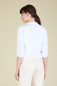 Peserico Cropped Plain Knit Cardigan in Pure Egyptian Cotton