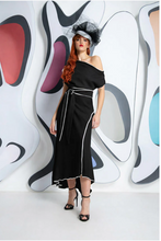 Load image into Gallery viewer, Kevan Jon Rosellon Drape Dress in Blk/White