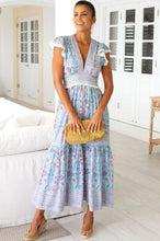 Load image into Gallery viewer, Aspiga Pippa Block Print Midi Dress in Blue