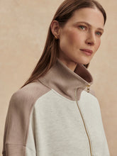 Load image into Gallery viewer, Varley Garcia 2-Tone Zip Through Sweater in Ivory Marl/Taupe Marl