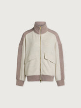 Load image into Gallery viewer, Varley Garcia 2-Tone Zip Through Sweater in Ivory Marl/Taupe Marl