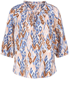 Gerry Weber Line Blouse with a Frilled Collar in Multicolour
