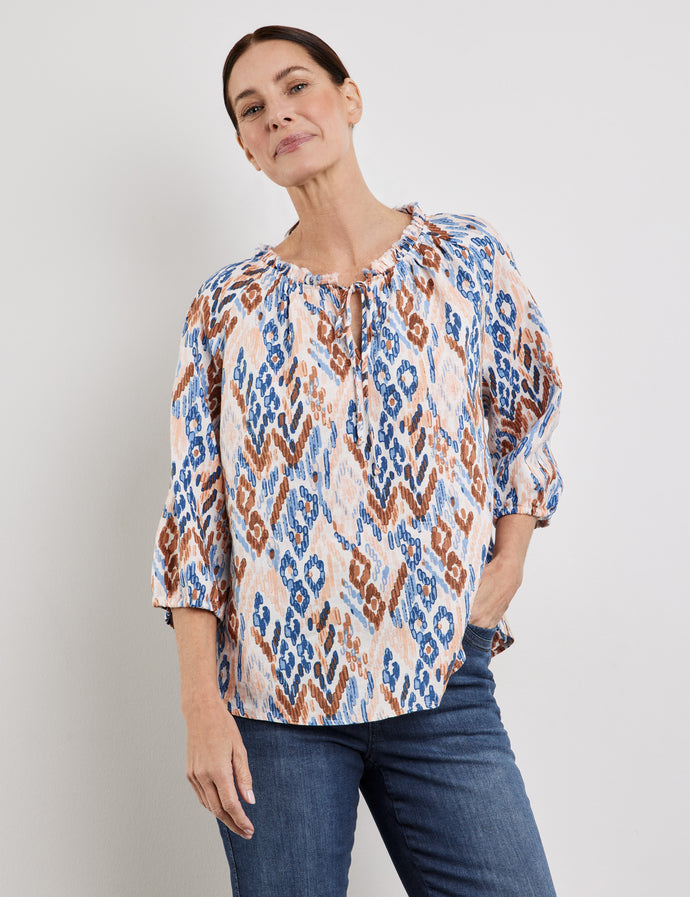 Gerry Weber Line Blouse with a Frilled Collar in Multicolour