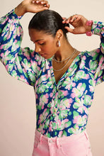 Load image into Gallery viewer, Pom Lillies Blue Blouse