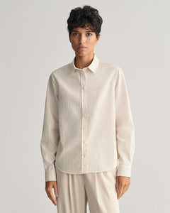 Gant Poplin Striped Shirt in Soft Oat