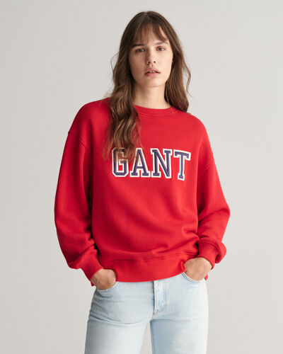 Gant Logo Crew Neck Sweatshirt in Red