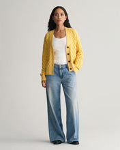 Load image into Gallery viewer, Gant Textured Knit Cardigan in Mustard
