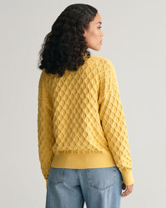 Gant Textured Knit Cardigan in Mustard