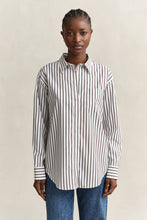Load image into Gallery viewer, Gant Striped Classic Poplin Shirt in Deep Brown