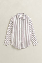Load image into Gallery viewer, Gant Striped Classic Poplin Shirt in Deep Brown
