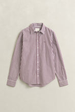 Load image into Gallery viewer, Gant Striped Classic Poplin Shirt in Darkened Wine