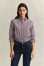 Load image into Gallery viewer, Gant Striped Classic Poplin Shirt in Darkened Wine