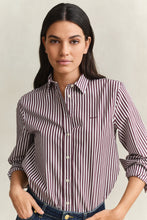 Load image into Gallery viewer, Gant Striped Classic Poplin Shirt in Darkened Wine