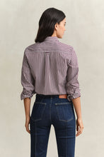 Load image into Gallery viewer, Gant Striped Classic Poplin Shirt in Darkened Wine
