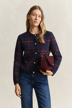 Load image into Gallery viewer, Gant Knitted Check Cardigan in Evening Blue