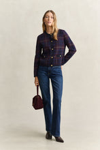 Load image into Gallery viewer, Gant Knitted Check Cardigan in Evening Blue
