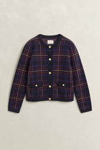Load image into Gallery viewer, Gant Knitted Check Cardigan in Evening Blue