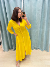Load image into Gallery viewer, Rosso35 Yellow  Linen Button Up Dress
