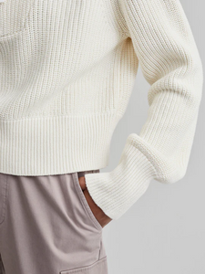 Varley Mentone Half-Zip Knit Pullover in Egret
