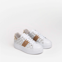 Load image into Gallery viewer, NeroGiardini White Leather Trainers with Gold Details

