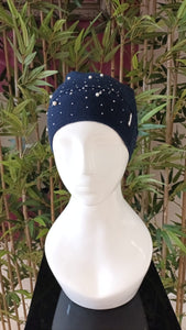 Eisabär Hat in Navy with Pearl embellishments
