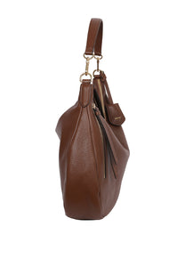 Abro Juna Leather Hobo Shoulder Bag in Camel