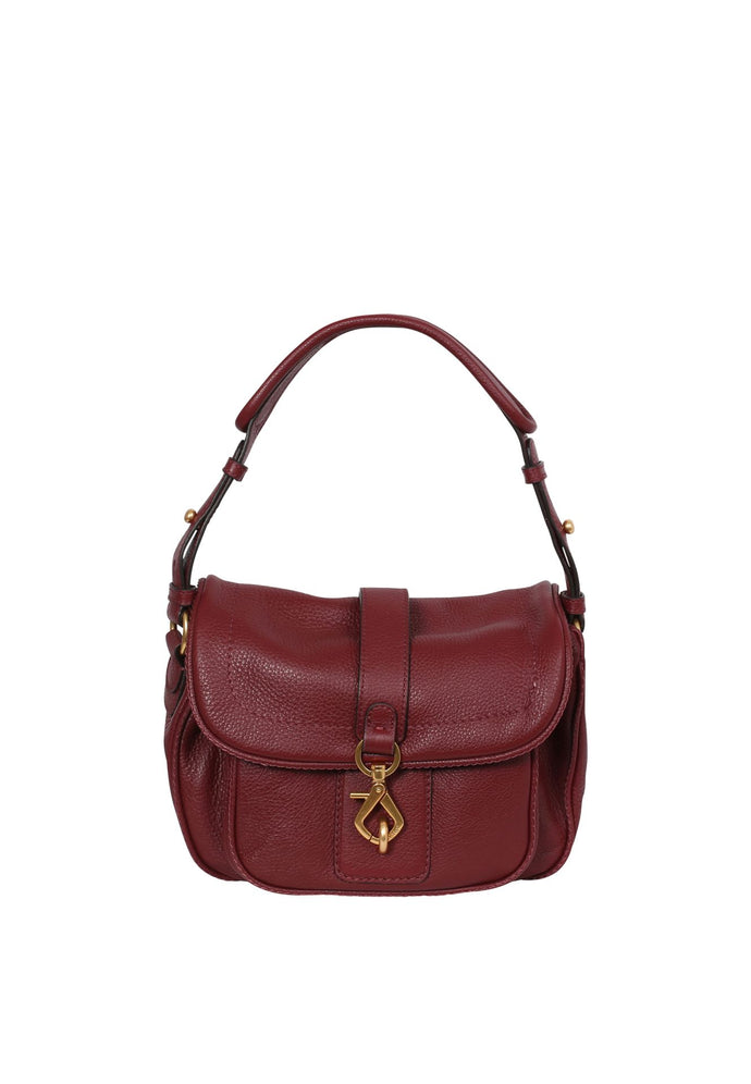 Abro Medium Star Saddle Leather Shoulder Bag in Burgundy