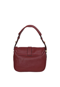 Abro Medium Star Saddle Leather Shoulder Bag in Burgundy