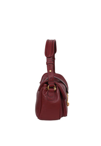 Abro Medium Star Saddle Leather Shoulder Bag in Burgundy