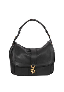 Abro Star Saddle Leather Shoulder Bag in Black