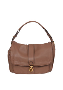 Abro Medium Star Saddle Leather Shoulder Bag in Camel