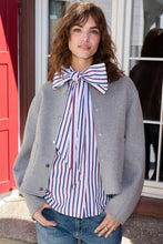 Load image into Gallery viewer, Rich &amp; Royal Striped Blouse with Bow in Midnight Blue
