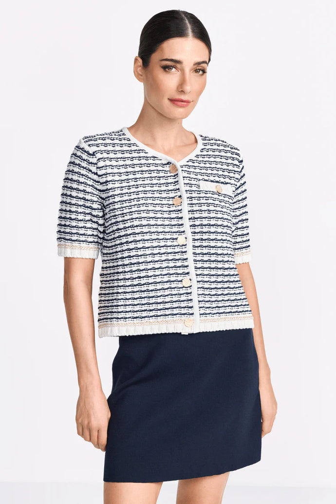 Rich & Royal Boucle Cardigan with Short Sleeves