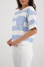 Load image into Gallery viewer, Monari Sweatshirt with Stripes in Sea Blue
