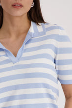 Load image into Gallery viewer, Monari Polo Jumper with Stripes in Sea Blue
