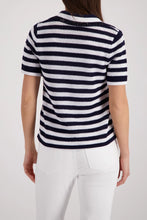 Load image into Gallery viewer, Monari Ajour Polo Jumper with Rhinestones in Navy
