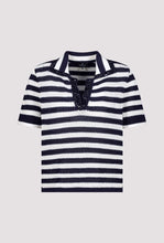 Load image into Gallery viewer, Monari Ajour Polo Jumper with Rhinestones in Navy
