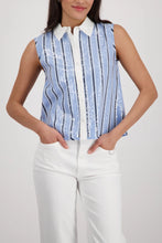 Load image into Gallery viewer, Monari Blouse with Sequins in Sea Blue
