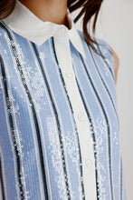 Load image into Gallery viewer, Monari Blouse with Sequins in Sea Blue
