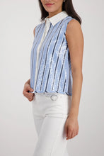 Load image into Gallery viewer, Monari Blouse with Sequins in Sea Blue
