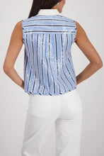 Load image into Gallery viewer, Monari Blouse with Sequins in Sea Blue
