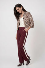 Load image into Gallery viewer, Monari Jacket with Leopard Print In Brown Sugar Stripes
