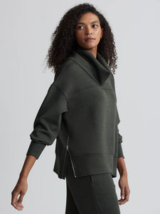 Varley Priya Longline Sweater in Olive Marl