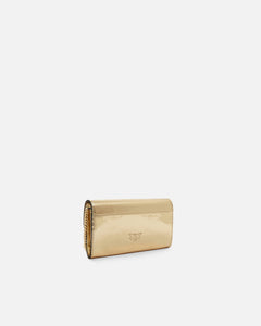 Pinko Love Bag Mirror-Finish Wallet in Gold