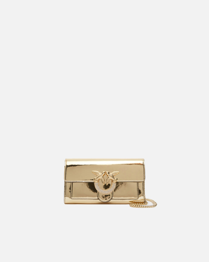 Pinko Love Bag Mirror-Finish Wallet in Gold