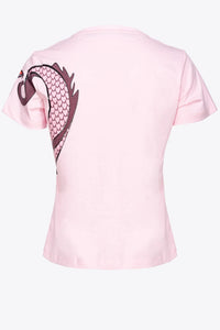 Pinko T-Shirt with Dragon Print and Embroidery