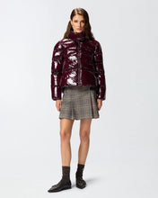 Load image into Gallery viewer, Pinko Padded Crystal Nylon Pea Coat in Bordeaux
